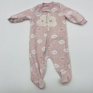Baby by Bon Bebe Baby Girl 0-3 Months Fleece Cloud Print Zippered Sleeper 862